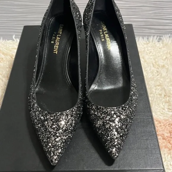 New Authentic SAINT LAURENT Glitter Pump - Picture 2 of 12